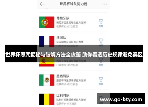 世界杯魔咒揭秘与破解方法全攻略 助你看透历史规律避免误区