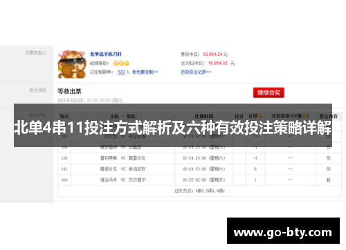 北单4串11投注方式解析及六种有效投注策略详解