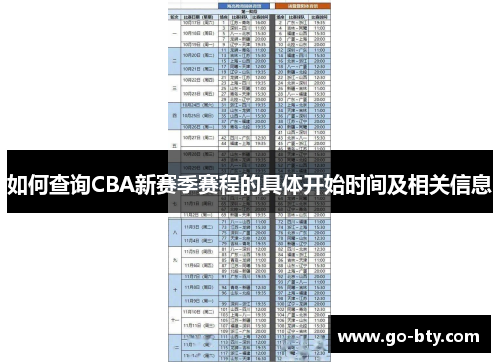如何查询CBA新赛季赛程的具体开始时间及相关信息